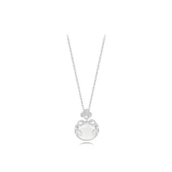 Muyan Chalcedony Auspicious Clouds Ruyi Lock Necklace Women's