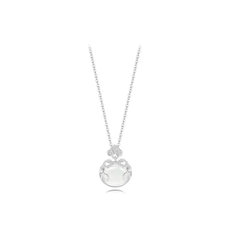 Muyan Chalcedony Auspicious Clouds Ruyi Lock Necklace Women's-0