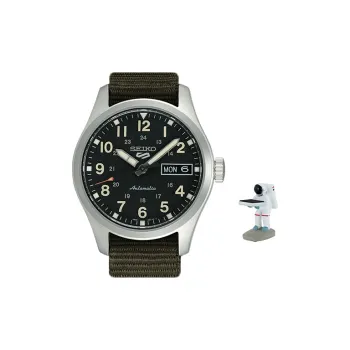 SEIKO Automatic Mechanical Movement Canvas Strap Watch Men's Watches Black Dial