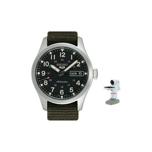 SEIKO Automatic Mechanical Movement Canvas Strap Watch Men's Watches Black Dial