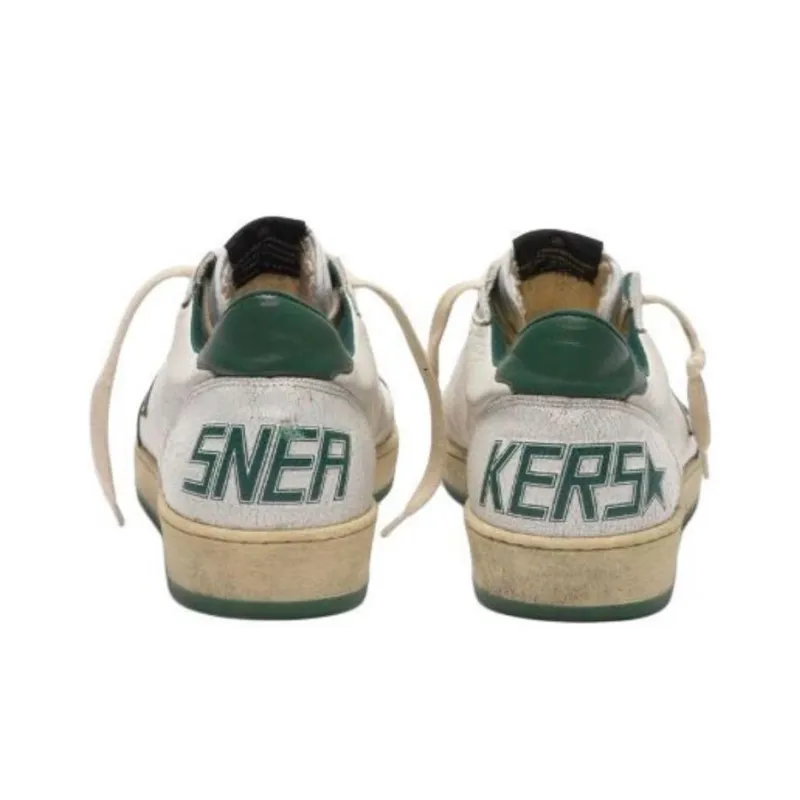 Golden Goose Ball Star Skateboard Shoes Men's White Green-3