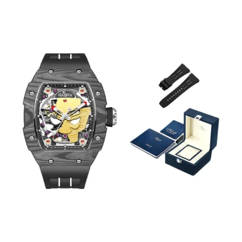 HaofaTourbillon Arknights Series Mechanical Movement Rubber Strap Watch Men's Watches Cut Out Dial
