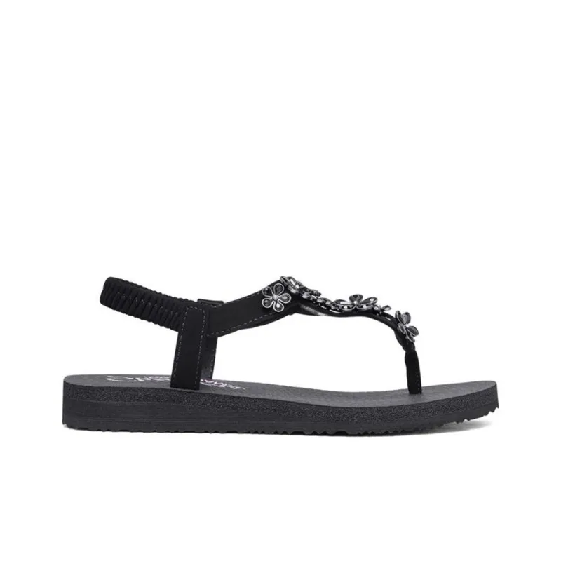Skechers Meditation Rubber Sole Quiet Flip Flops Women's All Black-1