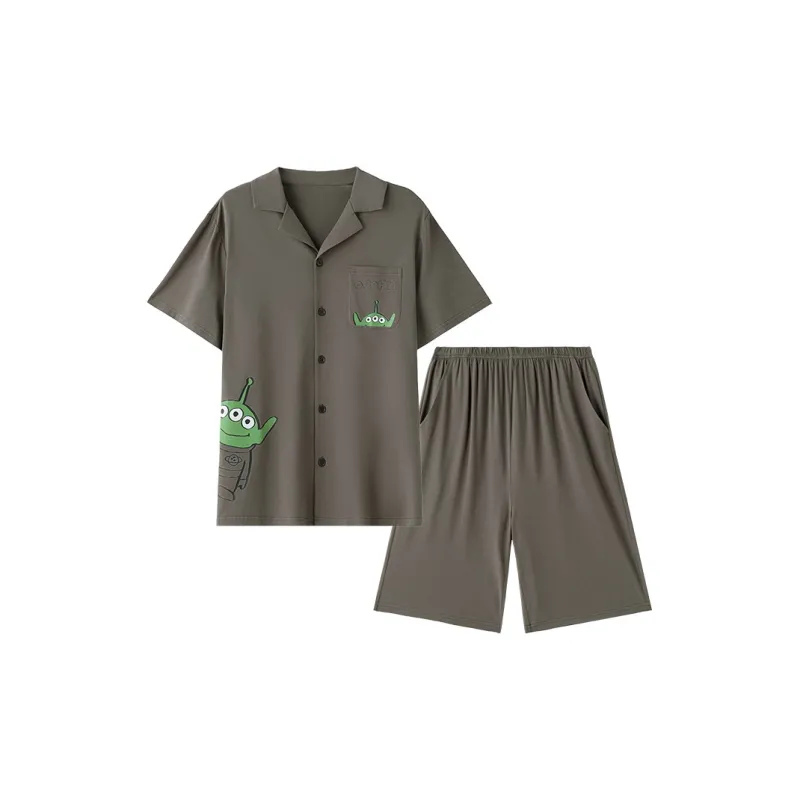 Disney Pajama Set Summer Men's Two-Piece Set Dark Gray-0