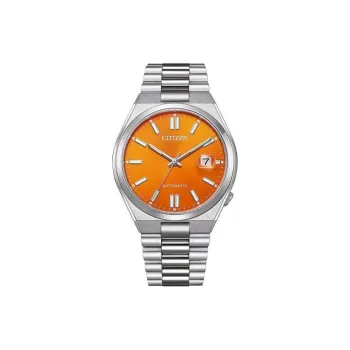 CITIZEN TSUYOSA Collection Mechanical Movement Stainless Steel Strap Watch Men's Watches Orange Watch Dial