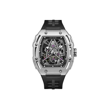 Respect The Time Mechanical Movement Silicone Strap Watch Men's Watches Black Dial
