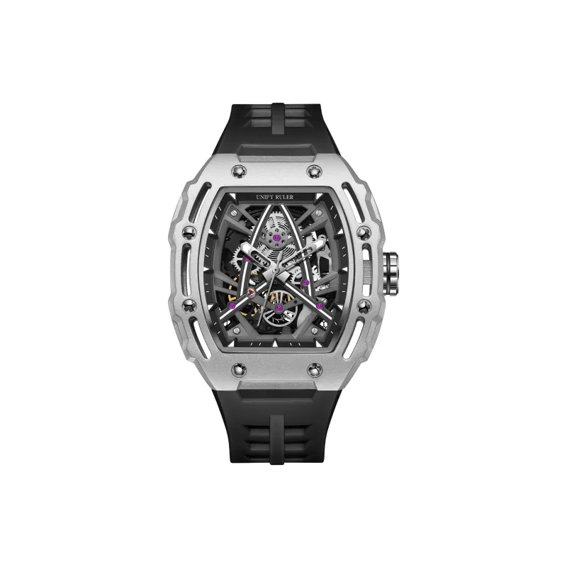 Respect The Time Mechanical Movement Silicone Strap Watch Men's Watches Black Dial-5