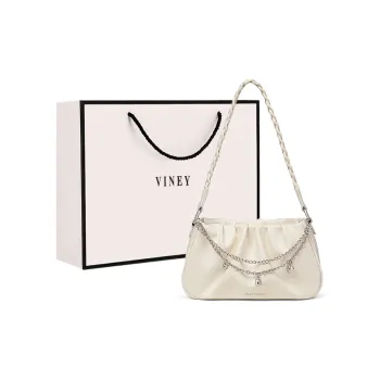 VINEY Cow Leather Shoulder Bag, Crossbody Bag, Crescent Bag Regular Women's Ecru