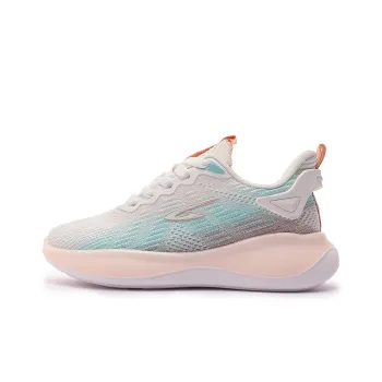 DEERWAY Cushioned Slip-Resistant Low-Top Running Shoes Women's White Green Orange