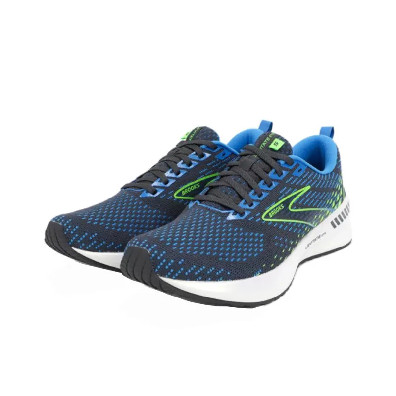 Brooks Levitate GTS Cushioned Slip-Resistant Low-Top Casual Running Shoes Men's Blue Green-1