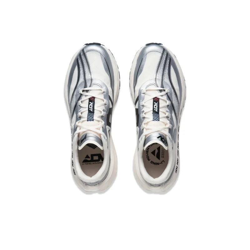 LiNing Dilu Anti Slip Wear Resistant Low Top Trail Running Running Shoes Men's Ecru Silver-3