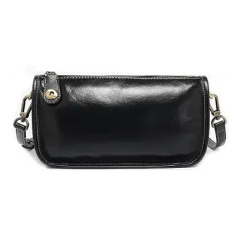 TTaG．baG Top Grain Vegetable Tanned Cow Leather Shoulder Bag Women's Black Ecru/Yellow Green/Brown