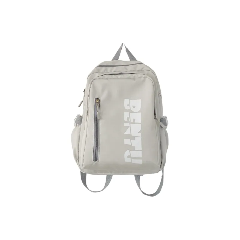 MOK Nylon Backpack Unisex Light Gray/Black/Pink/Yellow-0
