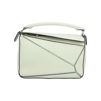 LOEWE Puzzle Grain Calfskin Leather Shoulder Bag, Crossbody Bag, Handbag Small Size Women's Light Green