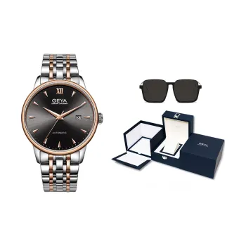 GEYA Automatic Mechanical Movement Stainless Steel Watchband Watch Men's Watches Black Dial