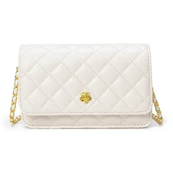 PAYOT Pu Diamond Pattern Chain Necklace Pouch Crossbody Bag Regular Women's Ecru/Black