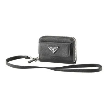 PRADA Leather Coin Purse Men's Black