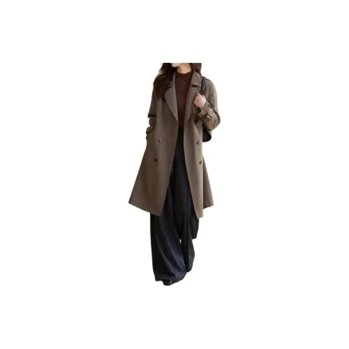 Mo Han Yi Mei Trench Coats Women's Coffee