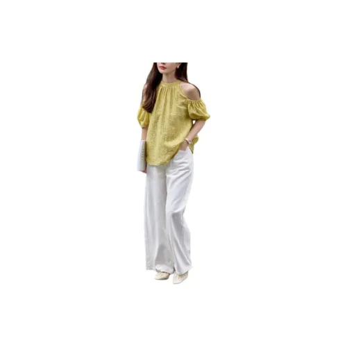 Mo Han Yi Mei Shirts Women's Tender Shoot Yellow