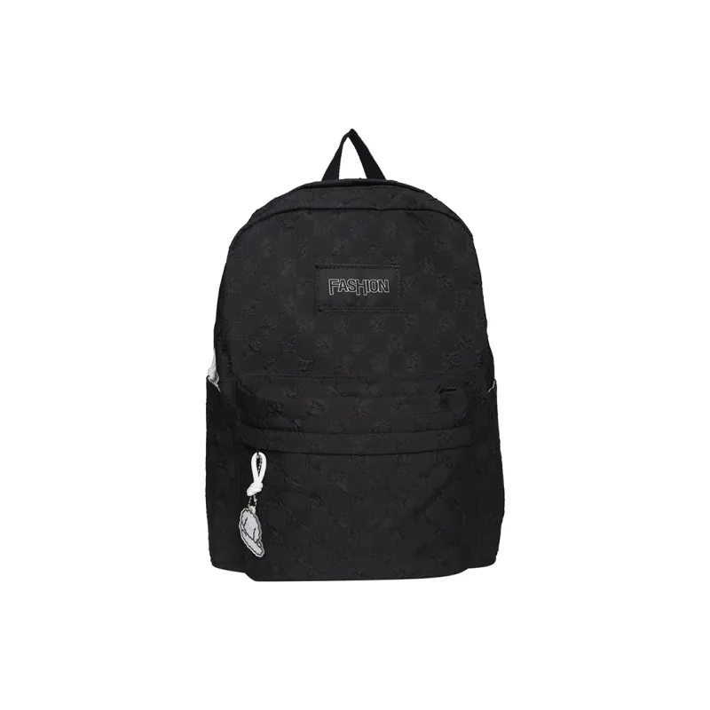 MOK Nylon Backpack Unisex Light Gray/Black/Neon Yellow/Peacock Blue-3