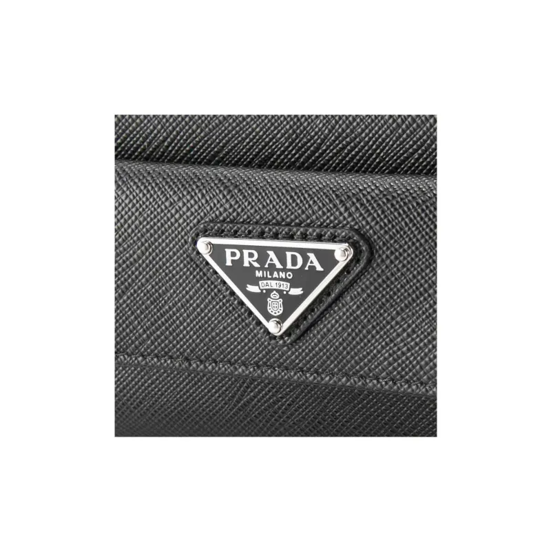 PRADA Leather Coin Purse Men's Black-4