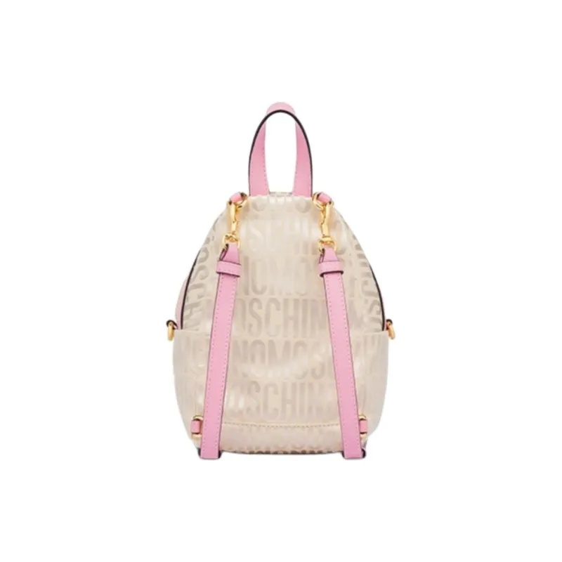MOSCHINO Cotton Blended With Polyester Backpack Small Size Women's Pink & Ecru-1