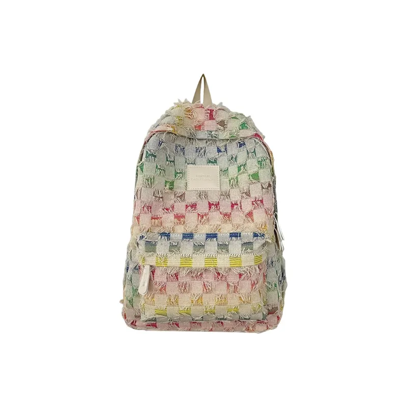 Alcohol Dragon Nylon Backpack Regular Women's Rectangular Block/Checkerboard/Stars-10