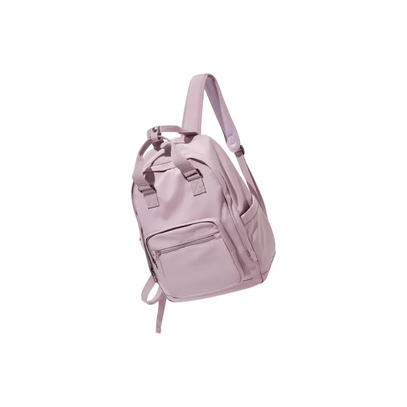 COOWOZ Fabric Backpack Student Backpacks Regular Unisex Ecru/Black/Red/Light Purple-15