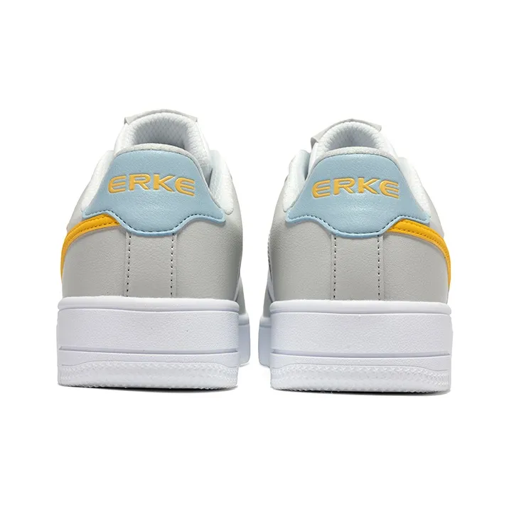 Erke Cushioning Wear Resistant Low Top Skateboard Shoes Men's White Dew Gray-4
