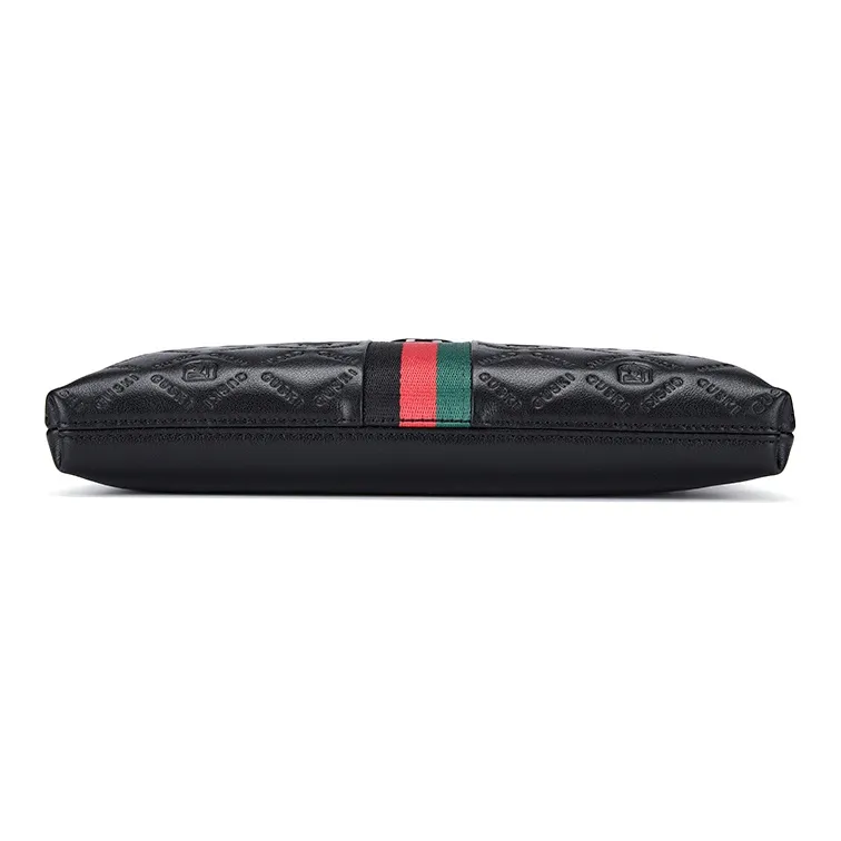 GUSKI Cow Leather With Polyester Business Workplace Minimalist Style Clutch Men's Black-3
