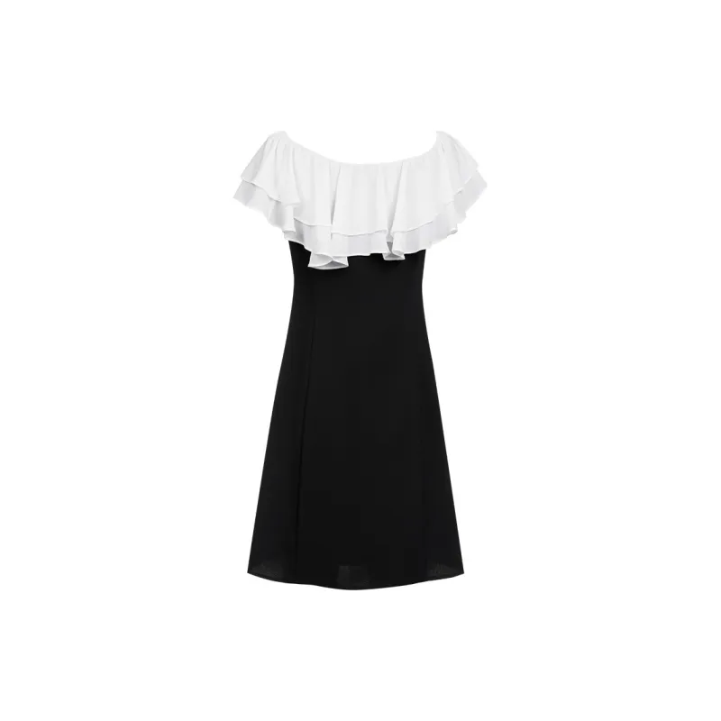 MeetMetro Short Sleeved Dresses Women's Black-1