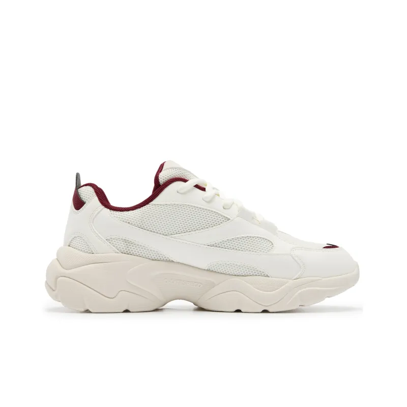 QIAODAN Height Increasing Wear Resistant Lightweight Slip Resistant Low Top Chunky Sneakers Women's White Red-1
