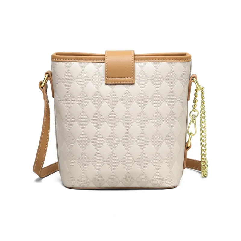 PT'SON Cow Leather Bucket Bag, Shoulder Bag, Crossbody Bag Regular Women's Ecru-5