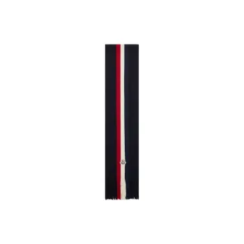 Moncler Logo Patch Fringe Detailed Scarf