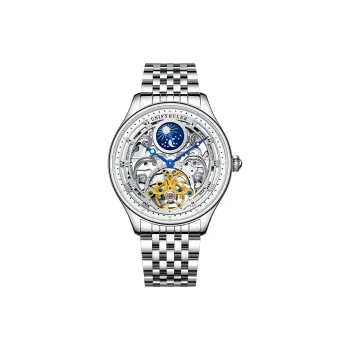 Respect The Time Mechanical Movement Metal Strap Watch Men's Watches Silver Dial