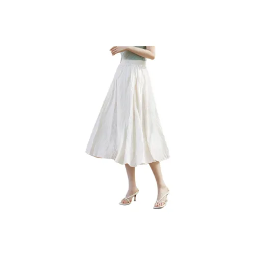 Mo Han Yi Mei Casual Long Skirts Women's Raw White