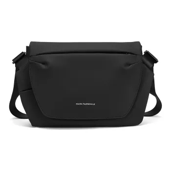 FAIRWHALE Synthetic Leather Crossbody Bag Medium Size Men's Black
