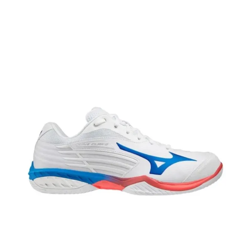Mizuno Wave Claw 2 Cushioning, Wear Resistant Low Top Badminton Shoes Unisex White Blue-1