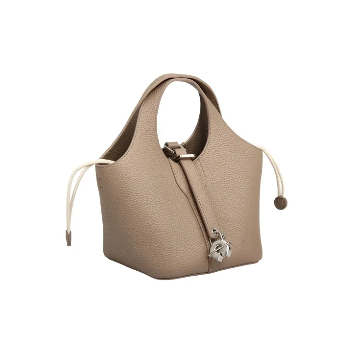 YOCAMU Top Grain Cow Leather One Shoulder Handbags Regular Women's Dove Gray/Ecru-1
