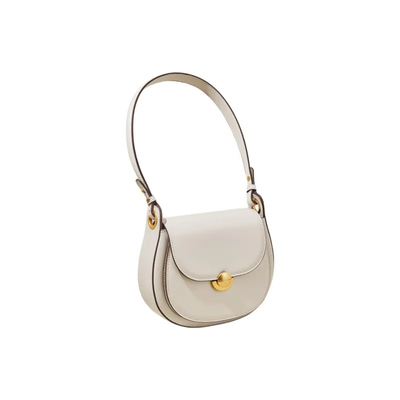 Marino Orlandi Split Cow Leather With Synthetic Leather Saddle Bag, Crossbody Bag, Shoulder Bag Women's White/Coffee-15