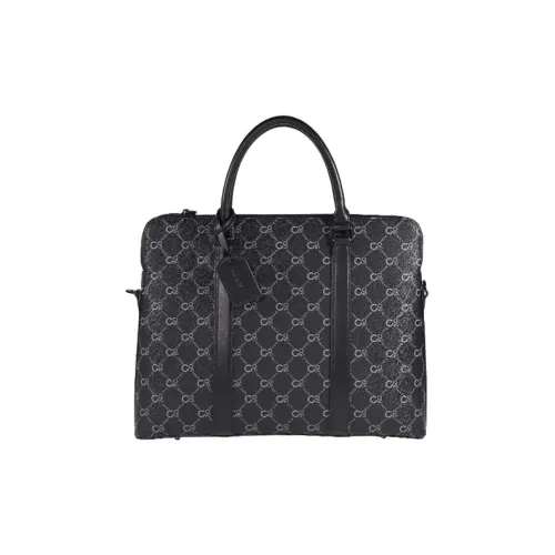 COOGI Synthetic Leather Laptop Bag Handbag, Crossbody Bag Tubas Unisex Black Gray