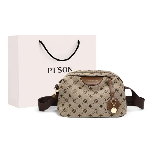 PT'SON Fabric Small Square Bag Shoulder Bag, Crossbody Bag Women's Coffee