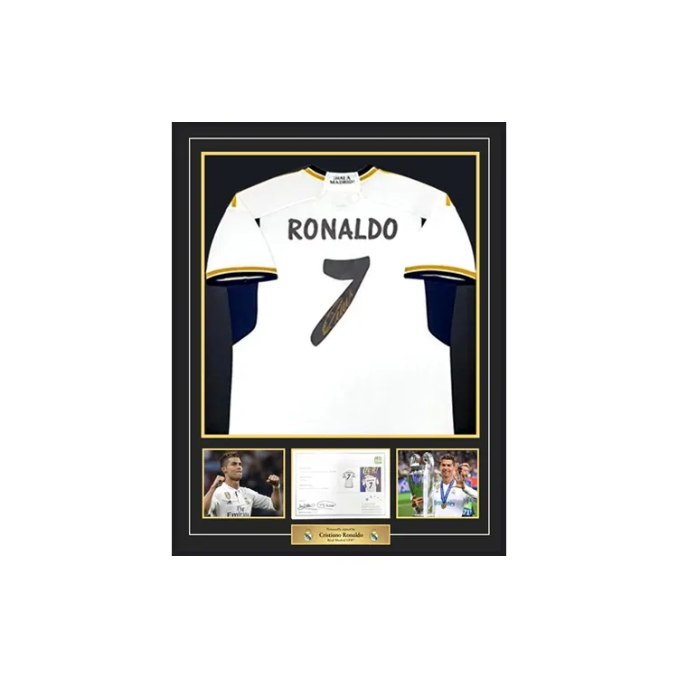 Three For Cristiano Ronaldo Signed Jersey Real Madrid 23 24 Season With EM Official Certificate Framed-0
