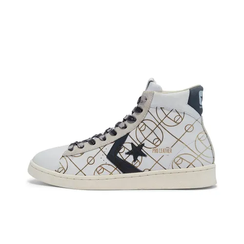 Converse Cons Pro Leather Skateboard Shoes Unisex High-Top White/Gold