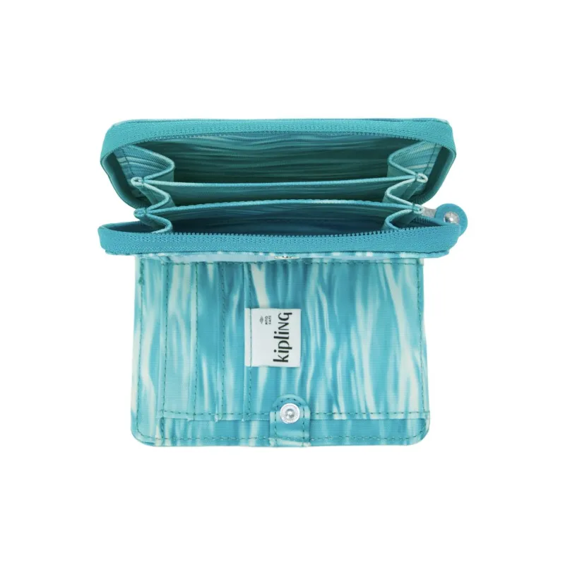 Kipling Recycled Polyester Wallet Medium Size Women's Aqua Blue-3