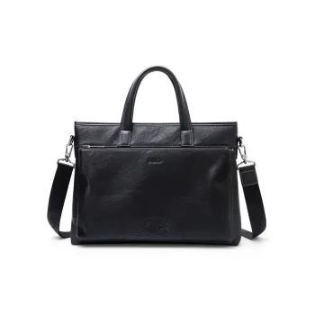 GOLF Top Grain Cow Leather Lawyer Bag Briefcase Large Size Men's Black