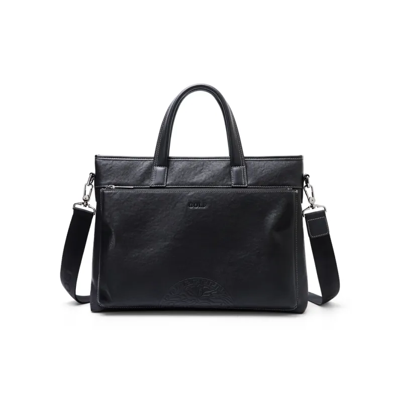 GOLF Top Grain Cow Leather Lawyer Bag Briefcase Large Size Men's Black-0