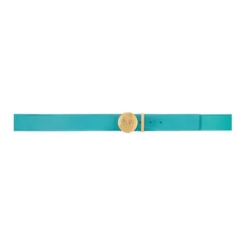 VERSACE Medusa Logo Smooth Buckle Calfskin Metal Leather Belts Men's Blue
