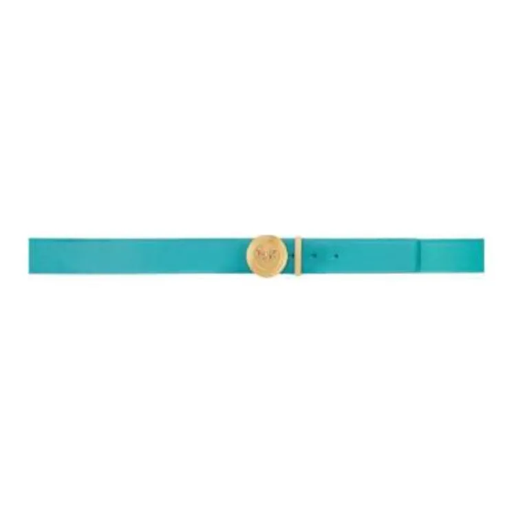 VERSACE Medusa Logo Smooth Buckle Calfskin Metal Leather Belts Men's Blue-0