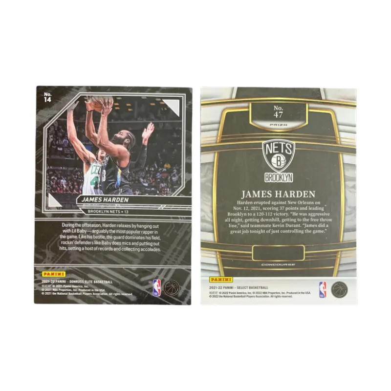 PANINI 2021 22 Brooklyn Nets James Harden SELECT+Elite Collection Teca Silver Fold 2 Star Card Pass Sports Cards 2 Pcs-1